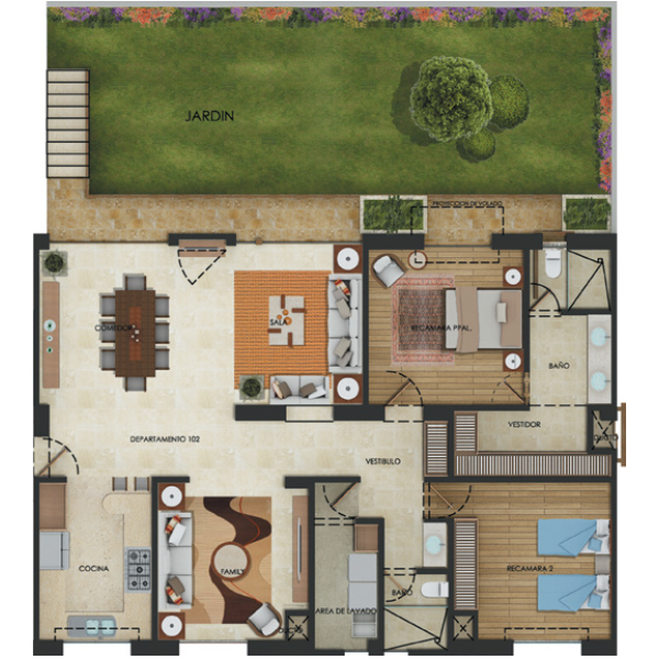 magnolia, luxury, living, querétaro, pent-garden
